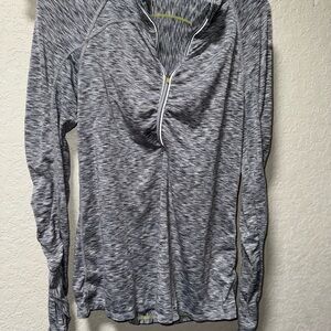 Athleta Gray Patterned Quarter-Zip Pullover - Women’s Medium